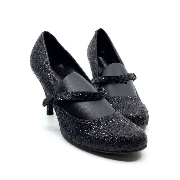 Delicious Black Glitter Strappy Heels - Picture 7 of 8